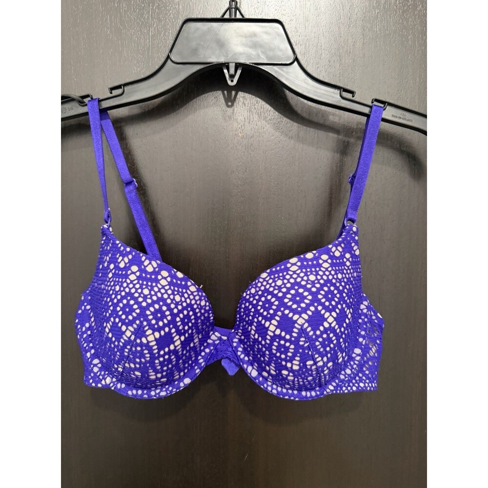 Victoria's Secret Purple & Nude Lace Lined Perfect Coverage Bra 34C